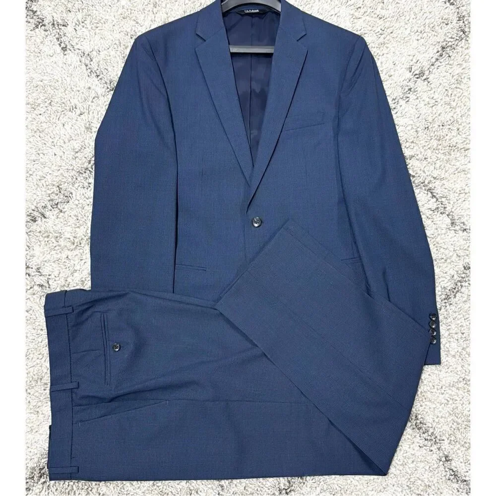 Jos. A. Bank Men’s Blue 100% Wool Traveler Slim Fit Suit Size 40L 34Rx33.5